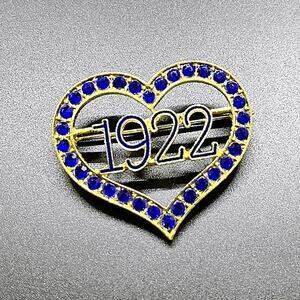 Sigma Gamma Rho Brooch Blue and Gold Heart